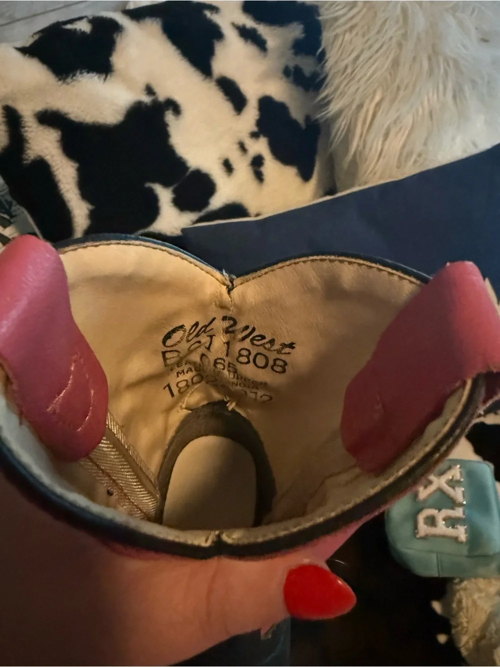 Old West Pink and Black Kids Cowboy Boots